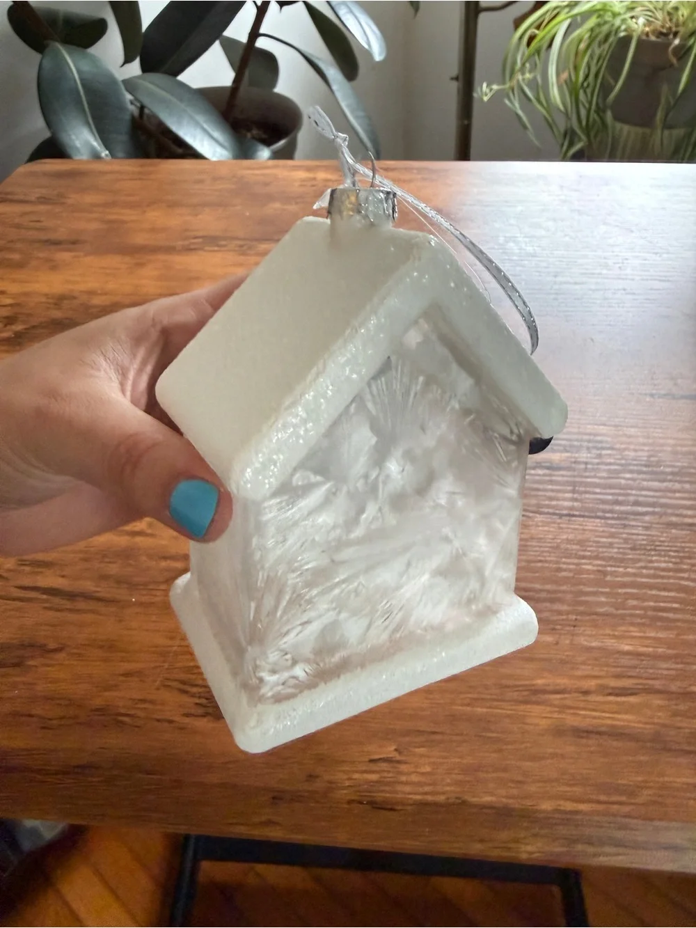 White Cardinal Birdhouse Holiday Ornament Stony Creek